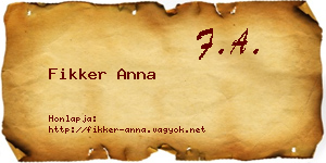 Fikker Anna névjegykártya